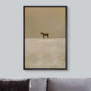 IDEA4WALL Framed Canvas Print Wall Art Girls Bedroom Decor Trendy Horse Portrait Posters Animals Illustrations Modern Art Rustic Scenic Dorm Room for Living Room, Bedroom, Office - 24"x36" Black