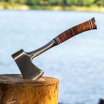Estwing Sportsman's Axe - 14" Camping Hatchet with Forged Steel Construction & Genuine Leather Grip - E24A