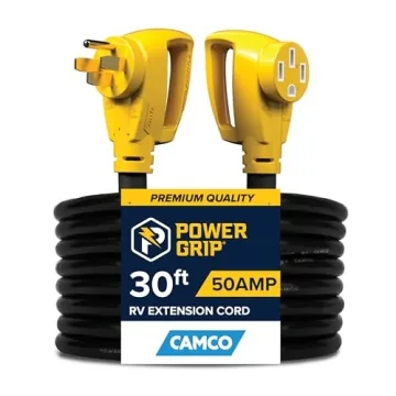 Camco Power Grip 30-Ft 50 Amp RV Extension Cord - Heavy-Duty, Flexible, Weather-Resistant Power Solu...