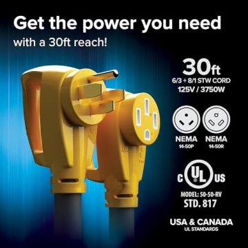 Camco Power Grip 30-Ft 50 Amp RV Extension Cord