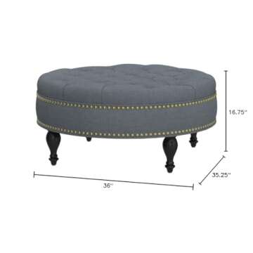 Baxton Studio Palfrey Linen Modern Tufted Ottoman, Gray