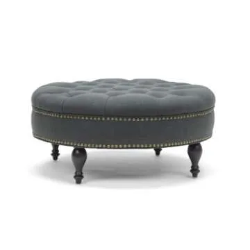 Baxton Studio Palfrey Linen Modern Tufted Ottoman, Gray