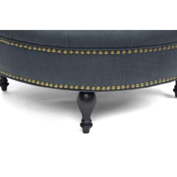 Baxton Studio Palfrey Linen Modern Tufted Ottoman, Gray