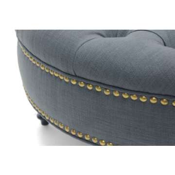 Baxton Studio Palfrey Linen Modern Tufted Ottoman, Gray