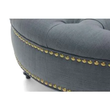 Baxton Studio Palfrey Linen Modern Tufted Ottoman, Gray