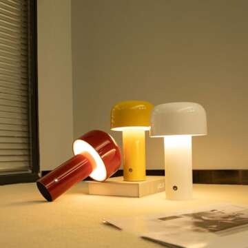 liuwei Desk Lamp for Portable Touch Dimming,USB Rechargeable Led Night Light Modern Mushroom Table Lamp for Living Room bar Bedroom Bedside Study Home Office,Black