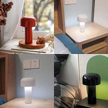 liuwei Desk Lamp for Portable Touch Dimming,USB Rechargeable Led Night Light Modern Mushroom Table Lamp for Living Room bar Bedroom Bedside Study Home Office,Black