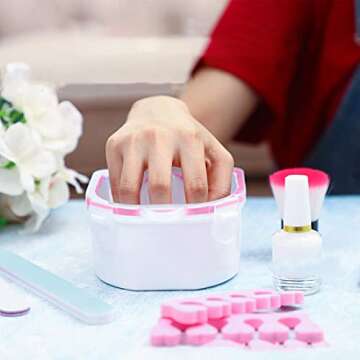 Nail Soaking Bowl 2PCS+Nail Art Tool 3PCS,Nail Gel Polish Remover Soak Off Bowl Polish Remove Wash Soaker Manicure Spa Tool (pink)