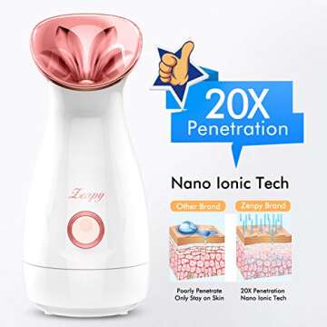 Facial Steamer Nano Ionic Hot Mist Face Steamer Home Sauna SPA Face Humidifier Atomizer for Women Men Moisturizing Unclogs Pores Spa Quality