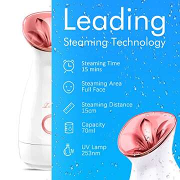 Facial Steamer Nano Ionic Hot Mist Face Steamer Home Sauna SPA Face Humidifier Atomizer for Women Men Moisturizing Unclogs Pores Spa Quality