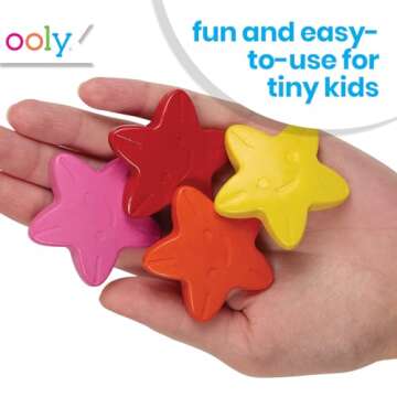 Ooly Stars of the Sea Star Shaped Chunky Crayons for Toddlers and Little Hands [Set of 8], Non-Toxic Star Shaped Crayons are Easy to Hold Crayons for Young Kids, No Rolling Crayons