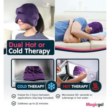 Magic Gel Migraine Ice Head Wrap | Real Migraine & Headache Relief | The Original Headache Cap | Cold, Comfortable, Dark & Cool; Endorsed by Physicians, Loved by Thousands - (2 Pack, Purple)