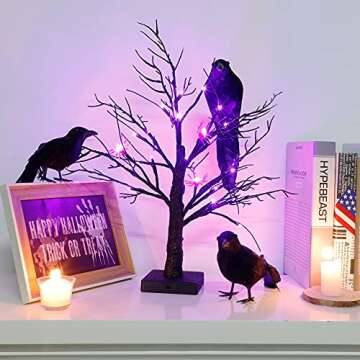 ATDAWN 3 Pack Halloween Black Feathered Crows, Realistic Looking Raven, Halloween Prop Decor, Spooky Halloween Party Home Decorations