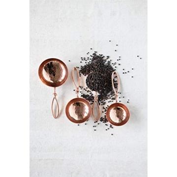 Creative Co-Op Hammered Stainless Steel Leather Tie (Set of 4 Sizes) Scoops, Copper