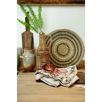 Creative Co-Op Hammered Stainless Steel Leather Tie (Set of 4 Sizes) Scoops, Copper