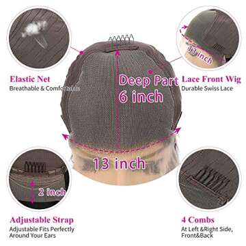 Water Wave Lace Front Wigs Human Hair 30 Inch 13x6 Lace Frontal Wig 12A Transparent Brazilian Virgin Hair HD Curly Lace Front Wig Human Hair Glueless Wigs Human Hair Pre Plucked 150% Density