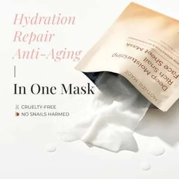 MOTHER MADE Moisturizing Anti-aging Snail Mucin Face Masks 10 EA, with Collagen, Niacinamide 2%, Squalane, Face Masks for Dry, Sensitive Skin, Travel Essentials, Self Care, Korean Skincare