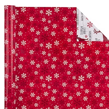 Reversible Christmas Wrapping Paper - 17 Inch X 33 Feet Roll