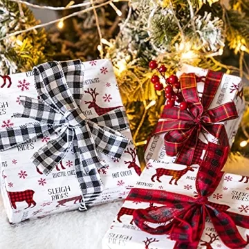 Reversible Christmas Wrapping Paper - 17 Inch X 33 Feet Roll