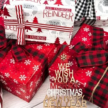 Reversible Christmas Wrapping Paper - 17 Inch X 33 Feet Roll