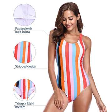 CharmLeaks Women’s Colorful One Piece Swimsuit - Summer Ready
