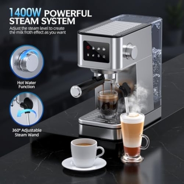 QJA Espresso Machine with Milk Frother & Touch Screen