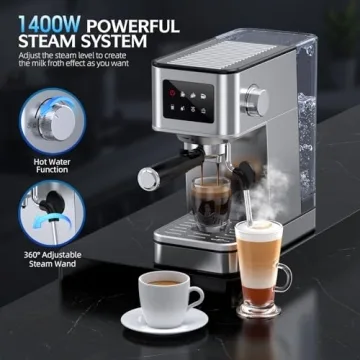 QJA Espresso Machine with Milk Frother & Touch Screen