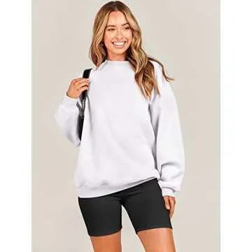 ANRABESS Sweatshirt for Women Oversized Crewneck Hoodies Fleece Casual Pullover Top Fall Fashion Outfits Clothes 2025 A1019 white Small