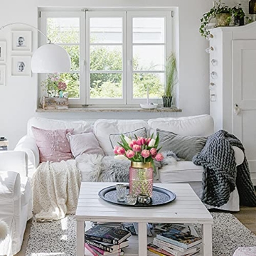 Elegant 2-Pack Flower Vase Glass Set in Blush Pink