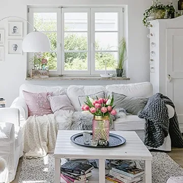 Elegant 2-Pack Flower Vase Glass Set in Blush Pink