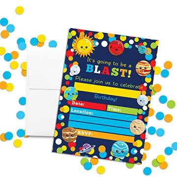 Space Invites Happy Planets – Outer Space Birthday Invitations for Kids