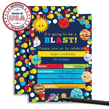 Space Invites Happy Planets for Kids Birthday Party