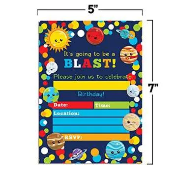 Space Invites Happy Planets for Kids Birthday Party