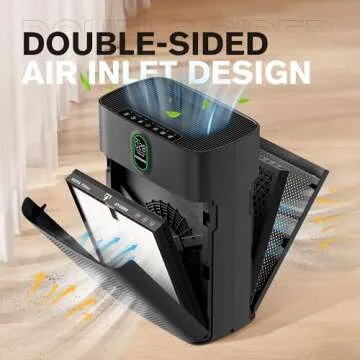 MORENTO Air Purifiers for Home Large Room up to 1076 Sq Ft with PM 2.5 Display Air Quality Sensor for Pet Hair, Double-Sided Air Inlet, 24db, Black, 1 Pack + 2 Pack Filters