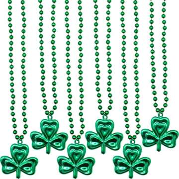 4E's Novelty 24 Pcs St Patricks Day Beads Necklace Bulk Green Shamrock Beads for Irish Party Favors ...