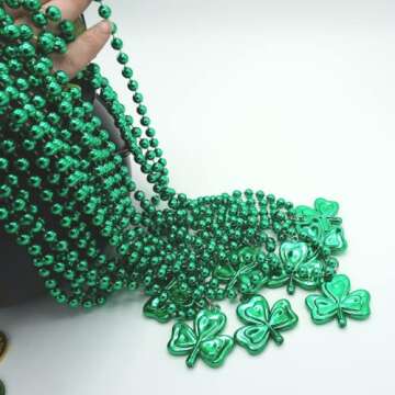 St. Patrick's Day 24 Pcs Shamrock Beads Bulk Necklaces