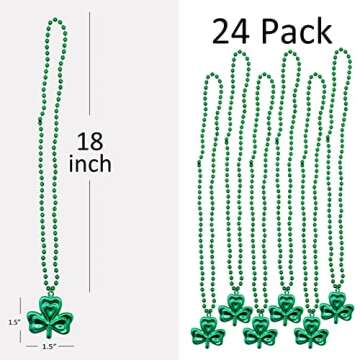 St. Patrick's Day 24 Pcs Shamrock Beads Bulk Necklaces