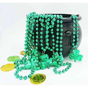St. Patrick's Day 24 Pcs Shamrock Beads Bulk Necklaces