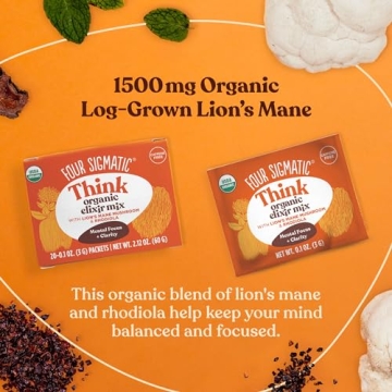 Four Sigmatic Lion's Mane Elixir Mushroom Coffee Alternative by Four Sigmatic | Organic Lion's Mane Mushroom Powder, Rhodiola & Rose Hips | Immune & Memory Support | Paleo | Pack of 20
