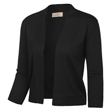 GRACE KARIN Women's Classic Cropped Cardigan Long Sleeve Sweaters Shrug (Black,M)
