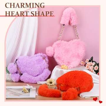 Paterr 6 Pack Furry Heart Shaped Purse for Women