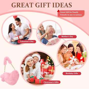 Paterr 6 Pack Furry Heart Shaped Purse for Women