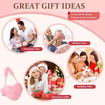 Paterr 6 Pack Furry Heart Shaped Purse for Women