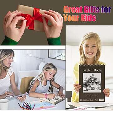 9" x 12" Sketch Book, Top Spiral Bound Sketch Pad, 2 Packs 100 Sheets Each (68lb/100gsm), Acid Free Art Sketchbook Artistic Drawing Painting Writing Paper for Kids Adults Beginners Artists