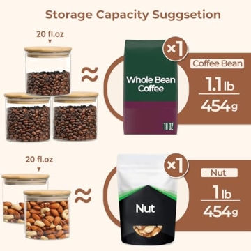 ComSaf 20oz Airtight Glass Food Storage Jars Set