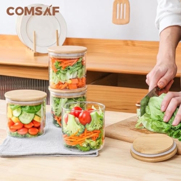 ComSaf 20oz Airtight Glass Food Storage Jars Set