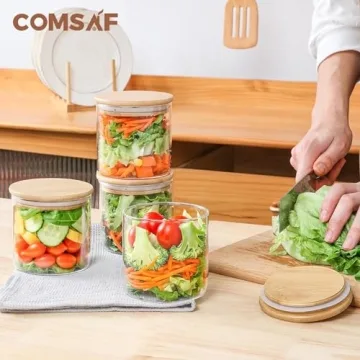 ComSaf 20oz Airtight Glass Food Storage Jars Set