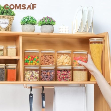 ComSaf 20oz Airtight Glass Food Storage Jars Set