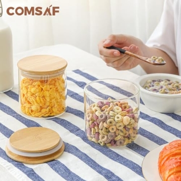 ComSaf 20oz Airtight Glass Food Storage Jars Set