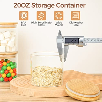 ComSaf 20oz Airtight Glass Food Storage Jars Set